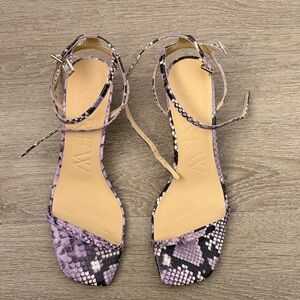 J. Crew Collection Women's Leather Snakeskin Sandals - Lavender and Black